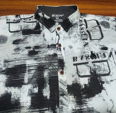 Black and white printed men shirt stylish modern outfit premium casual wear design