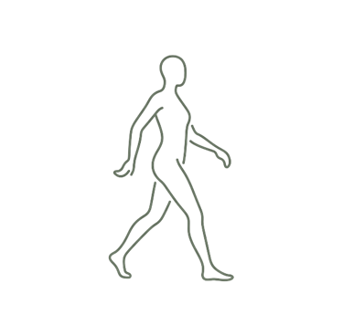 Illustration of a person walking, symbolizing mobility and physical recovery.