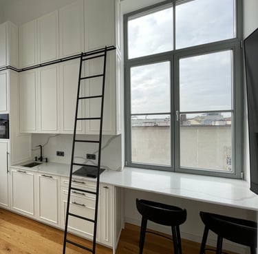 a ladder ladder to a kitchen with a ladder to climb up