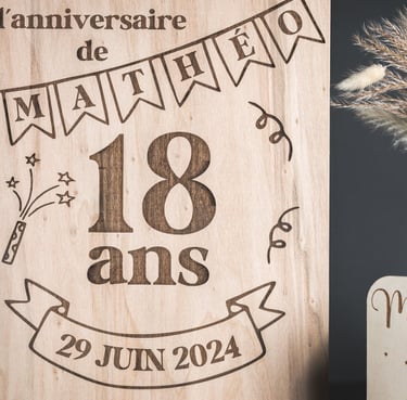 Marques places anniversaires. 18 ans Boite d'anniversaire. Panneau fête 18 ans