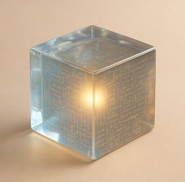 A glowing cube with circuitry