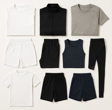 Sportswear apparel including jerseys, shorts, tracksuits and athletic clothing