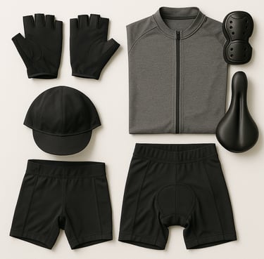 Cycling gear including gloves, helmets, protective wear and riding accessories