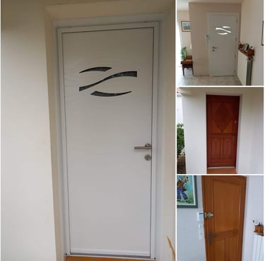 porte d'entrée en pvc blanche posée par l'artisan menuisier en Vendée