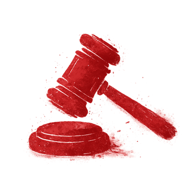Ilustração estilizada de um martelo judicial