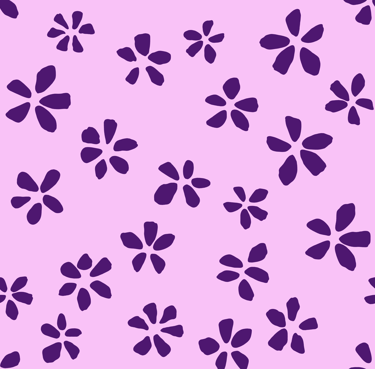 A seamless pattern with abstract purple flowers on a light purple background.