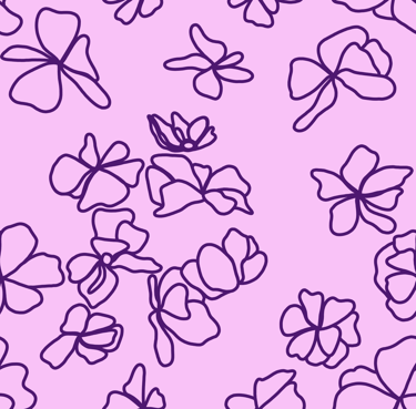 A seamless pattern with delicate purple floral motifs on a light purple background.