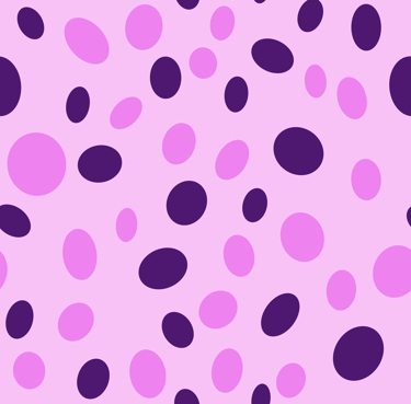 A seamless pattern with various-sized purple circles on a light purple background.