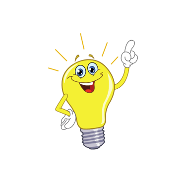 Emoji en forme d'ampoule avec un sourire, symbolisant une idée importante