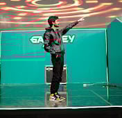 a man standing on a stage