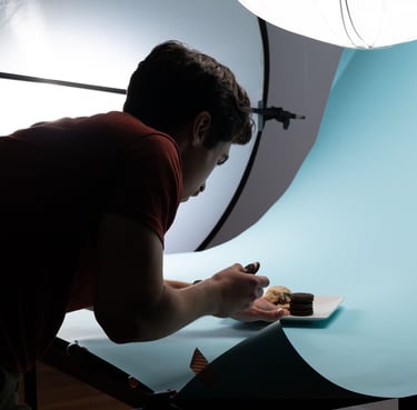 Harrison Placing Food for Commercial