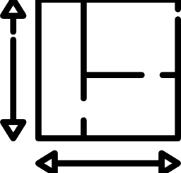 Symbol für Raumplanung mit Maßangaben, ideal für die individuelle Küchen- oder Möbelgestaltung