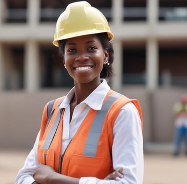 A satisfied customer standing in front of a completed construction project.