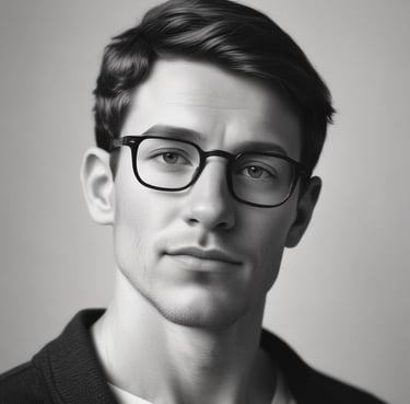A happy customer smiling next to a repaired refrigerator in a bright kitchen.