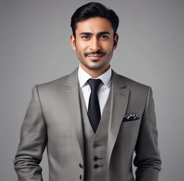 Portrait of a satisfied middle-aged man in a business suit smiling confidently.