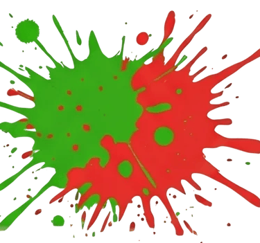 Tache de peinture splash vert et rouge indiquant la Zone 1 : Bordeaux agglomération et sud gironde  