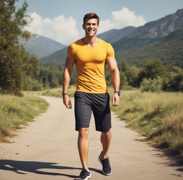 A smiling woman enjoying a cup of matcha tea in a cozy kitchen setting.