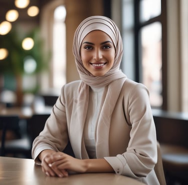 A happy customer wearing a stylish outfit from Safira.