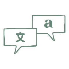 icoon tekstballonnen met Chinees karakter en letter a