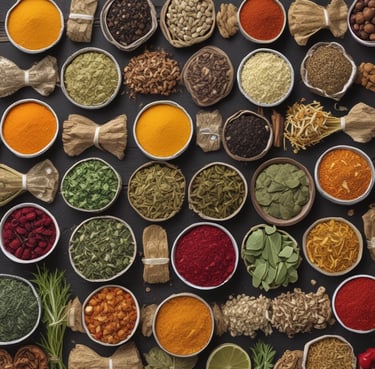 A modern architectural space with large reflective light fixtures hanging from a metal structure. The ceiling features a grid design, and a decorative sign reading 'Ricos' is attached. The space is well-lit with natural light coming through windows on the walls.