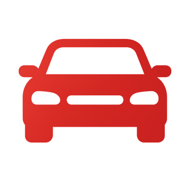 Czerwona ikona samochodu jako symbol ubezpieczenia komunikacyjnego