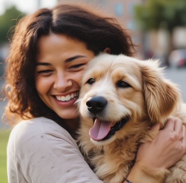 A yellow sign features cartoon illustrations of a dog holding a bag, along with Japanese text indicating the responsibility of pet owners. The sign is seen against a backdrop of chain-link fencing and blurred purple flowers.