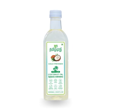 Tamilamuthu cold pressed coconut oil 1 litre made from solar dried copra in Pollachi