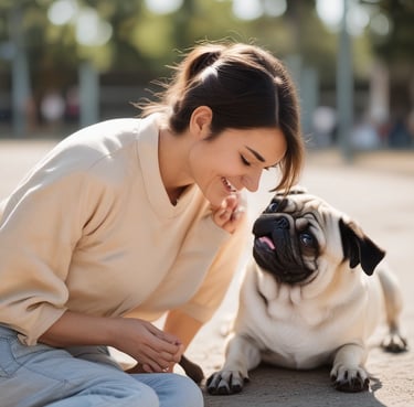 A plush toy hat resembling a cartoon animal face with large embroidered eyes and a black nose. The main body is brown with a prominent red cap on top, white underbelly, and small brown ears with white insides. The background is a simple gradient of light blue, and the hat is placed on a wooden surface.