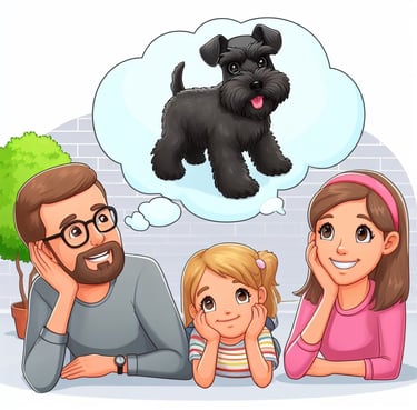 Famille qui rêve d'un Schnauzer