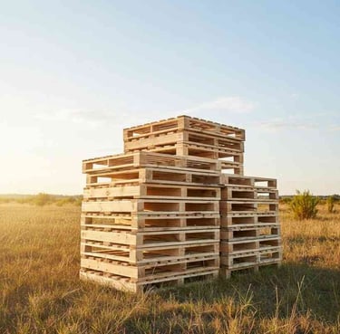 Mixed size eucalyptus pallets suitable for heavy duty export, warehousing, and industrial packaging applications