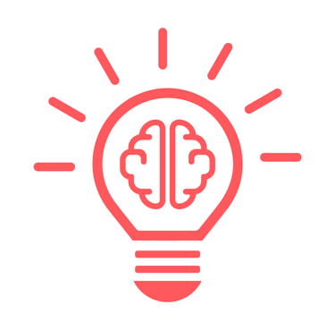 a line drawing of a light bulb bulb with a brain inside of it