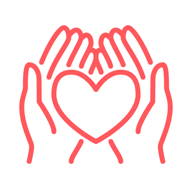 line drawing of hands holding a heart