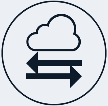 Jimproved Tech logo of a cloud with arrows, representing cloud storage