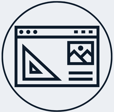 Jimproved Tech logo of a webpage with a square, representing website building and design