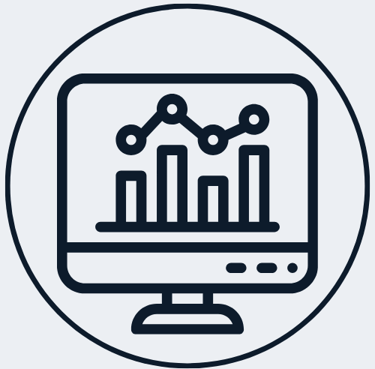 Jimproved Tech logo of a screen with a graph, representing data analysis