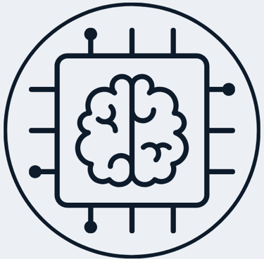 Jimproved Tech logo of a brain computer chip, representing AI services
