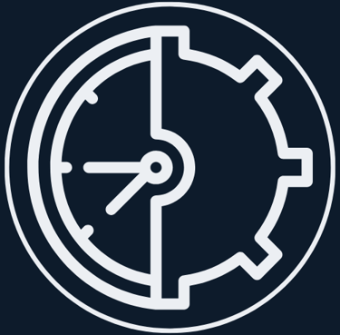 Computer Training Plattsburgh NY - logo of a gear and clock