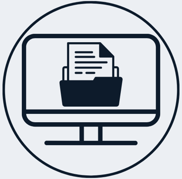 Jimproved Tech logo of a screen with a file, representing digital decluttering services