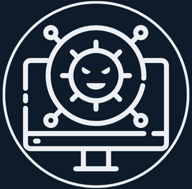 Jimproved Tech logo of a screen with a virus on it, representing virus and malware removal