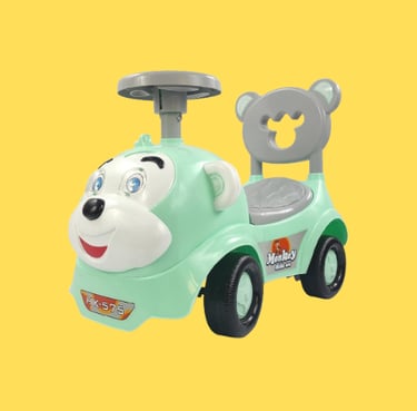 a toy car with a teddy bear on it