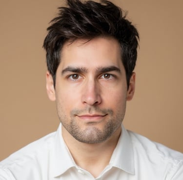 a man with a white shirt and the look of determination