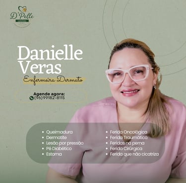 Profissional especializada em cuidados de enfermagem com atendimento humanizado.