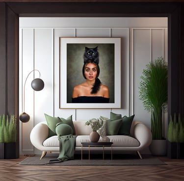 wall art gallery by Rana Damien displayed elegantly in a living room