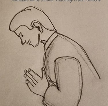 Namaste With Thumbs Touching Chest Or Sternum