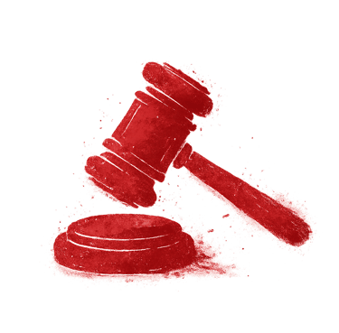 Ilustração estilizada de um martelo judicial