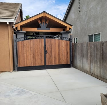 metal gates with wood infill