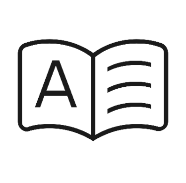 Icon of a book with the letter A, symbolising Beth's retail black book