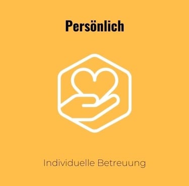 Gelb-weisses Zeichen, das individuelle Betreuung symbolisiert