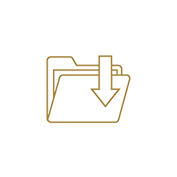 gold line art icon of a folder