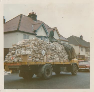 1973 truck full of waste paper for recycling
